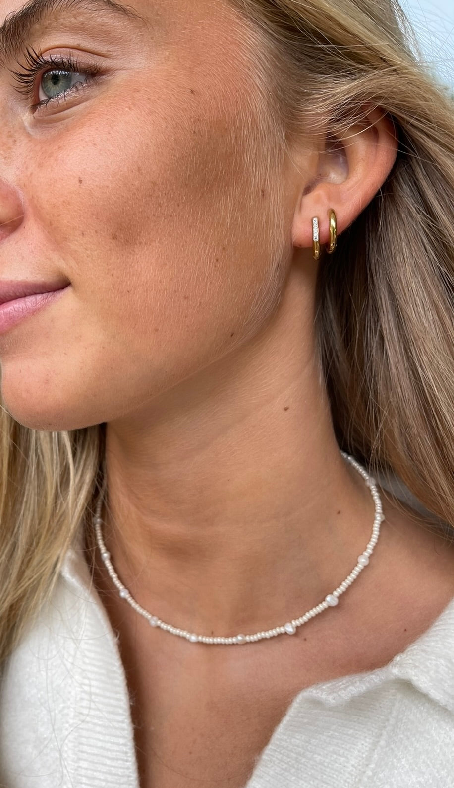 Freshwater Pearl halsband Guld