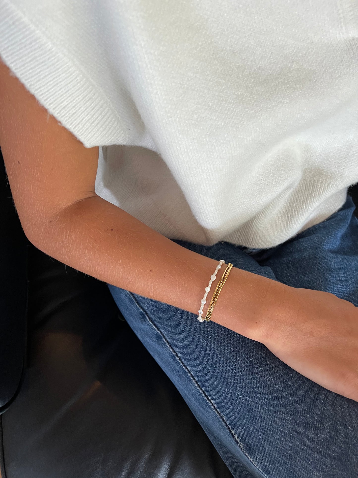 Freshwater Pearl armband Silver