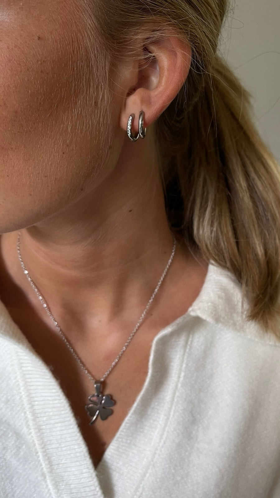 Rhinestone Hoops Silver