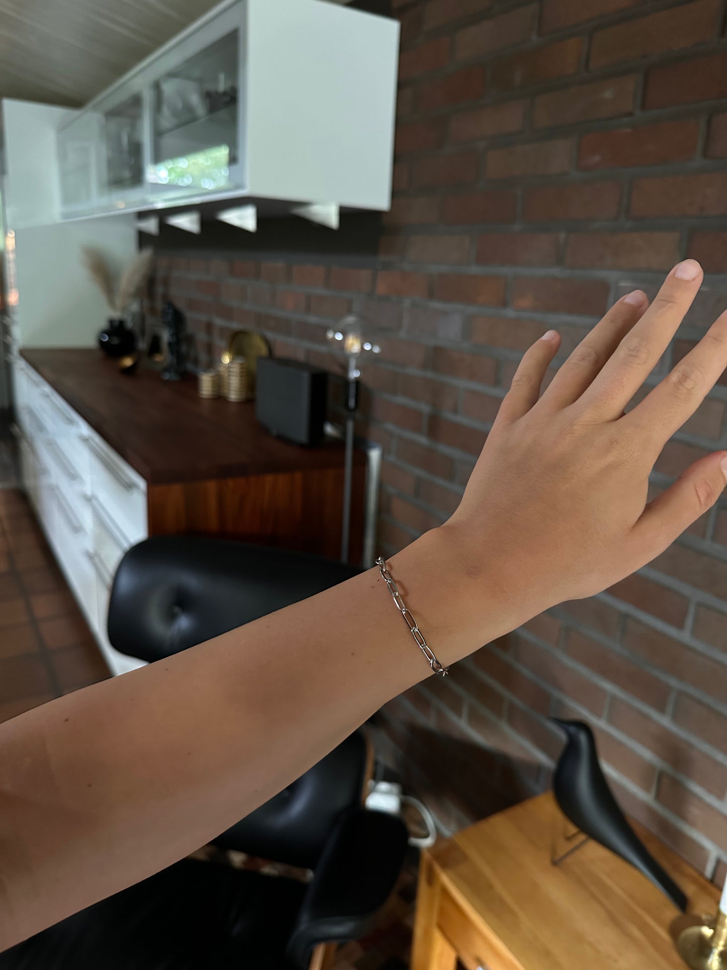 Clip Chain armband silver