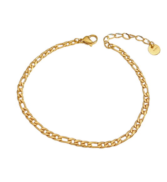 Thin figaro bracelet Gold